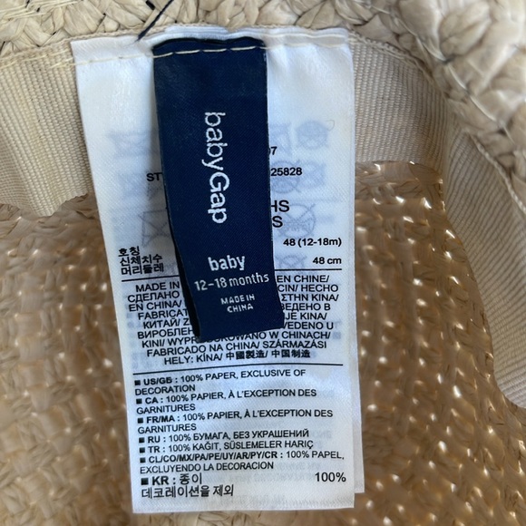 Straw hat with black bow Baby Gap 12-18M - Picture 4 of 7